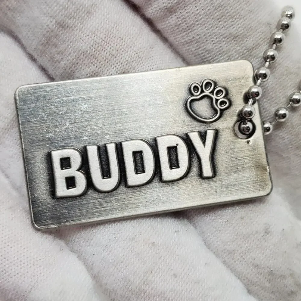 Disney 'Buddy' Paw Print Dog Tag Necklace